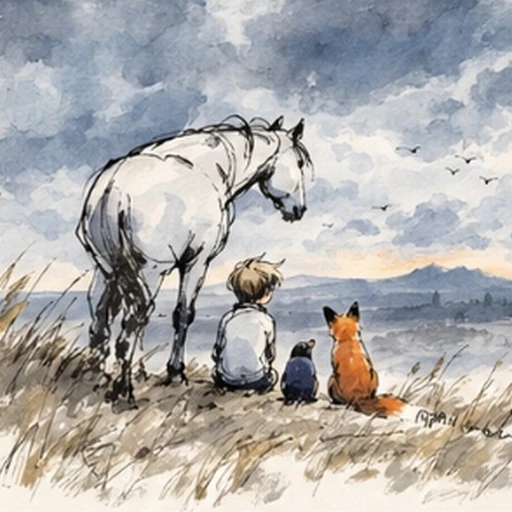 #FB-035 Charlie Mackesy Expressive Ink & Watercolor Storybook