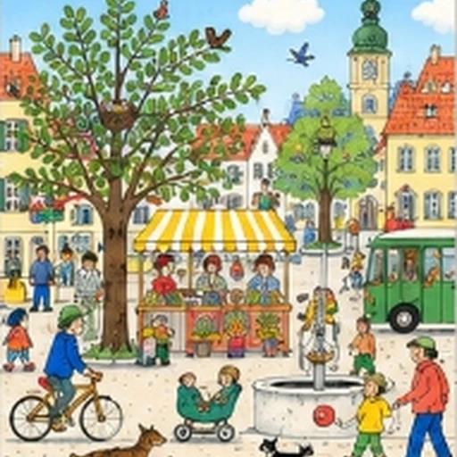 #FB-053 Rotraut Susanne Berner Bustling Wimmelbuch Line & Wash Storybook