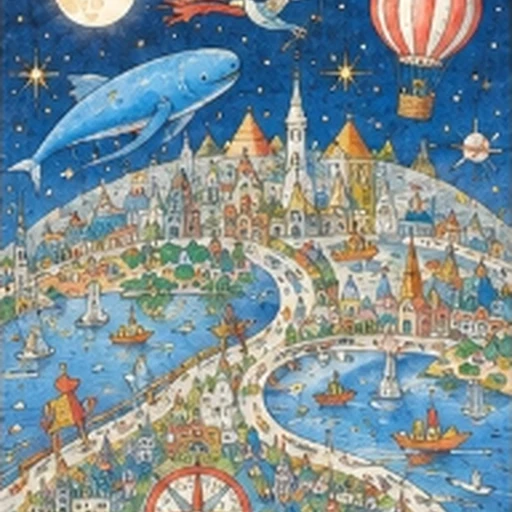 #FB-055 Peter Sis Intricate Stippled Map & Fantasy Storybook
