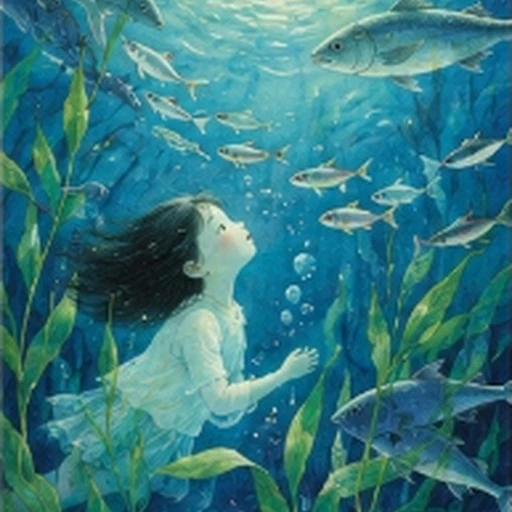 #FB-064 JiHyun Kim Deep Ocean Sunlit Watercolor Storybook