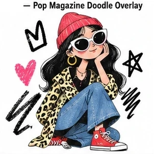 #FC-002 Pop Magazine Doodle Overlay