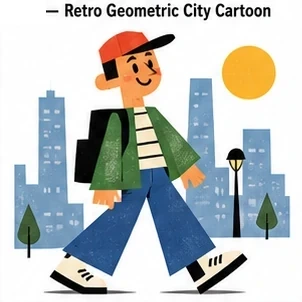 #FC-003 Retro Geometric City Cartoon