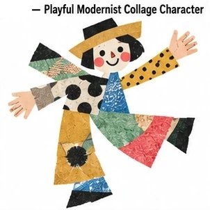 #FC-010 Playful Modernist Collage Character