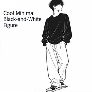 #FD-004 Cool Minimal Black-and-White Figure