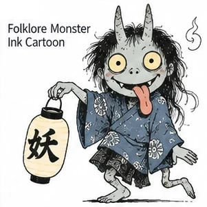 #FD-008 Folklore Monster Ink Cartoon