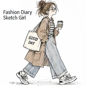 #FD-013 Fashion Diary Sketch Girl