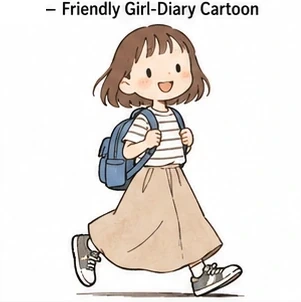 #FD-020 Friendly Girl-Diary Cartoon