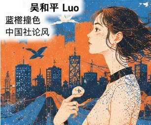 #FE-006 Blue-Orange Grainy Chinese Editorial