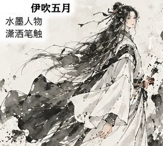 #FE-013 Freehand Ink-Wash Ancient Figure