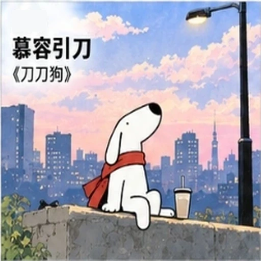 #FE-037 Philosophical Minimal Dog Cartoon