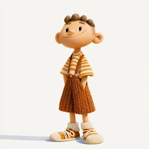 #FF-004 Retro 70s Tactile Wool & Clay Stop-Motion Puppet