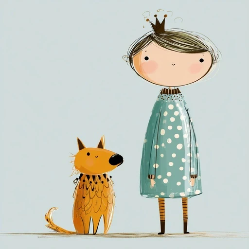 #FF-007 Scandinavian Folk-Art Naive Storybook