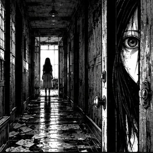 #FG-011 Black and White Horror Manga Style