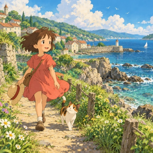 #FG-017 Studio Ghibli Nostalgic Hand-Drawn Cel Anime & Painterly Landscape