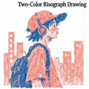 #FH-013 Two-Color Risograph Drawing