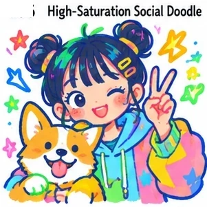 #FH-032 High-Saturation Social Doodle