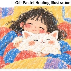#FH-034 Oil-Pastel Healing Illustration