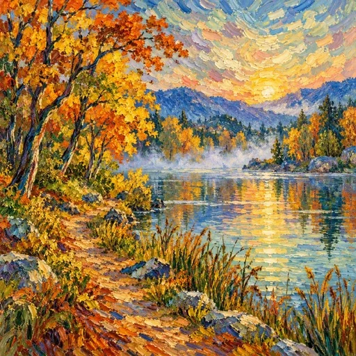 #FH-042 Van Gogh Expressive Impasto Oil Painting