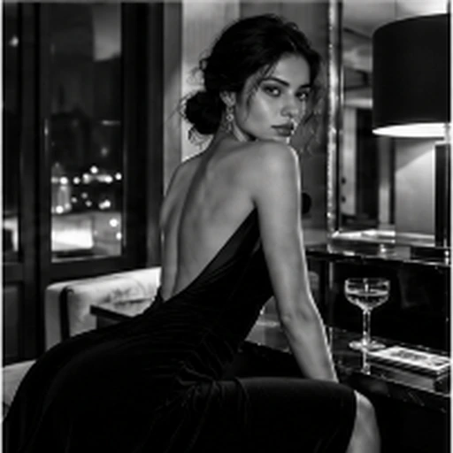 #FI-019 Helmut Newton High-Contrast Bold Monochrome Seductive Noir