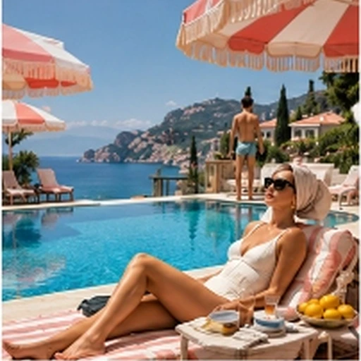 #FI-024 Slim Aarons Luxurious Poolside Resort & Villa High-Society Photography