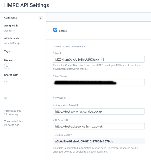 HMRC API Setup