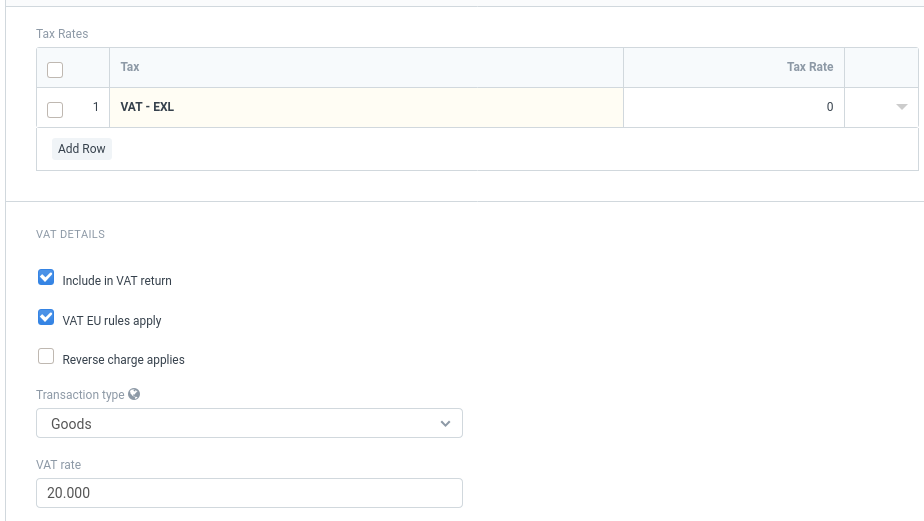 Tax Item Template Example