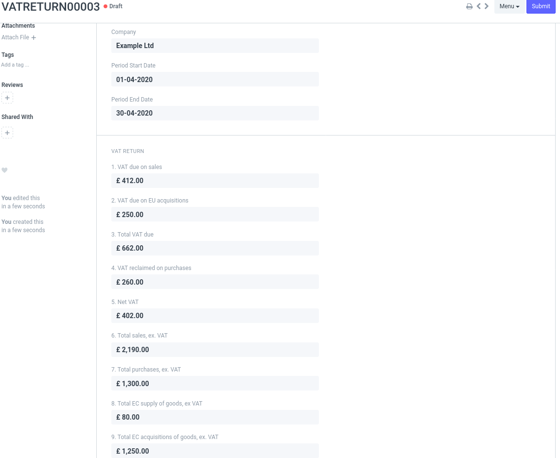 VAT Return Example