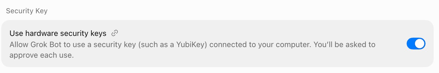 Security key 设置 grokbot://app/v1/settings?id=security-keys