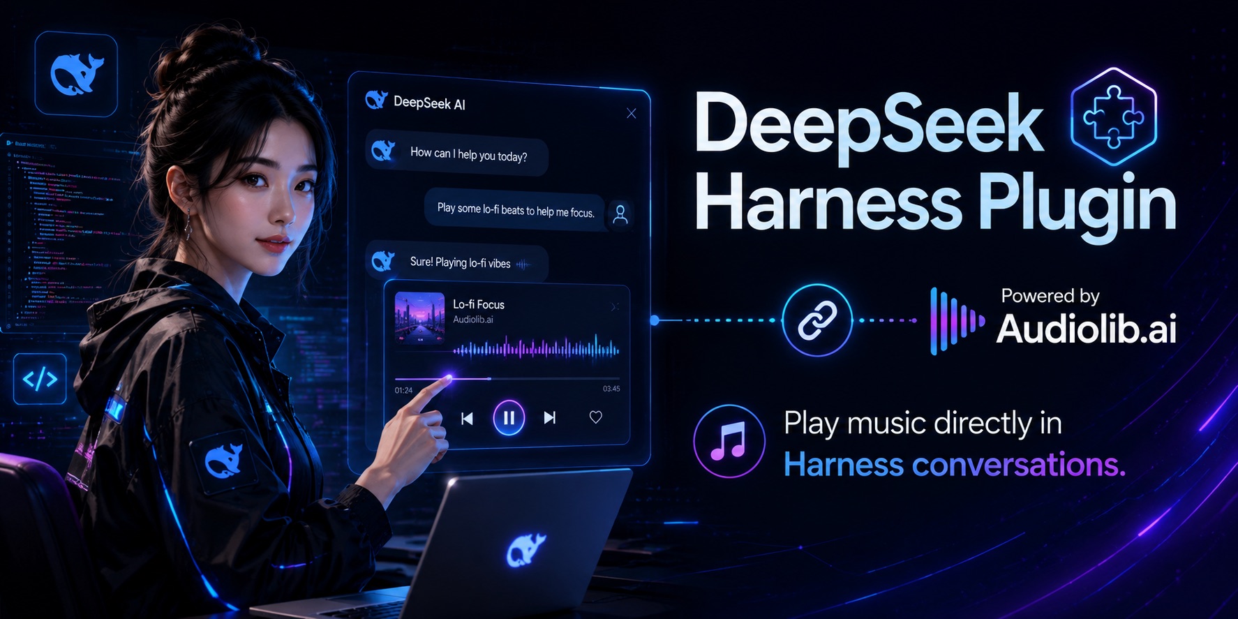 dsh-plugin-audiolib — an ambient soundtrack for DeepSeek Harness, powered by AudioLib.ai