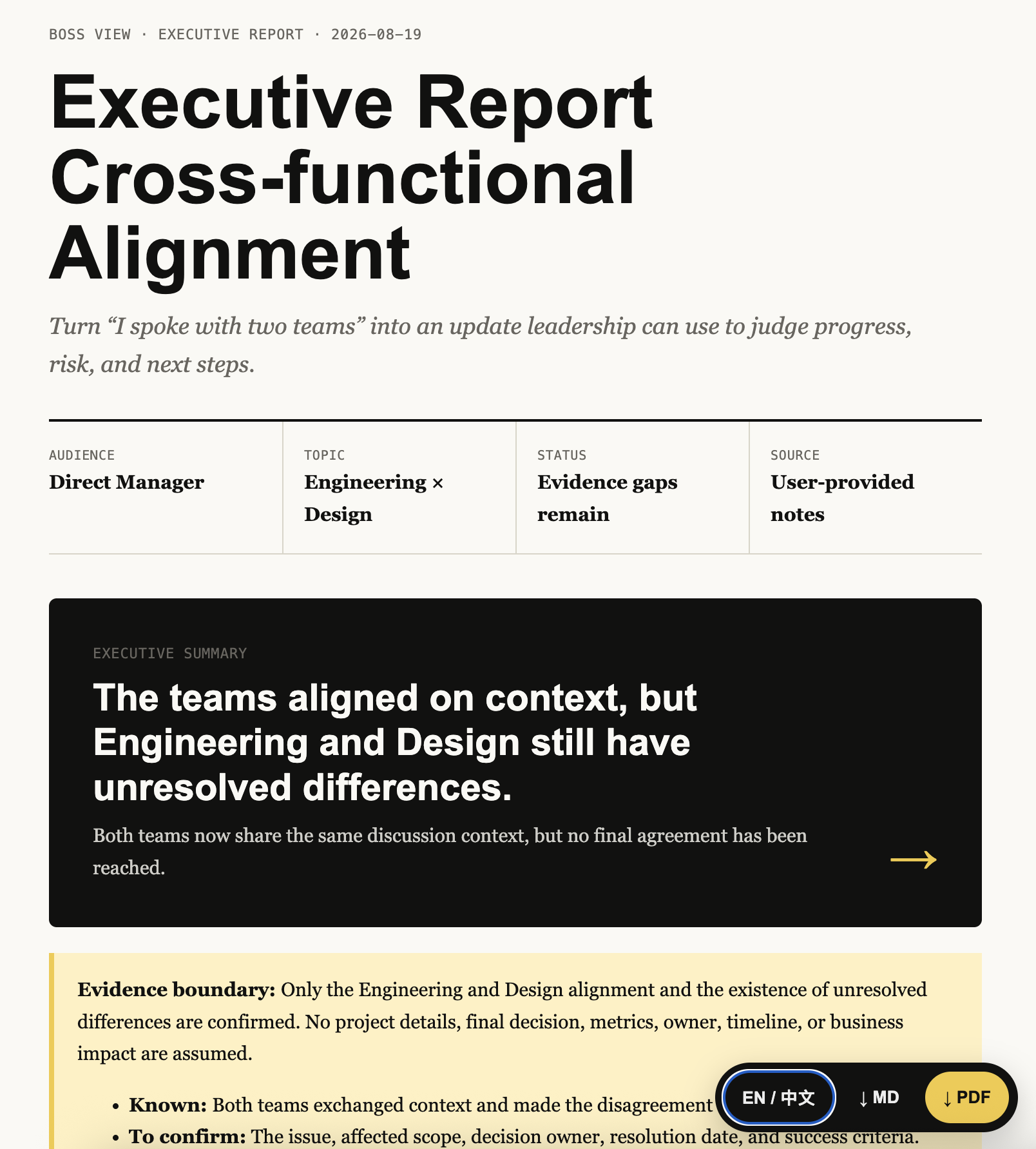 English Executive Report cover and executive summary