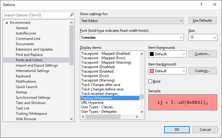 Visual Studio Settings