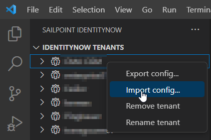 Import/export config