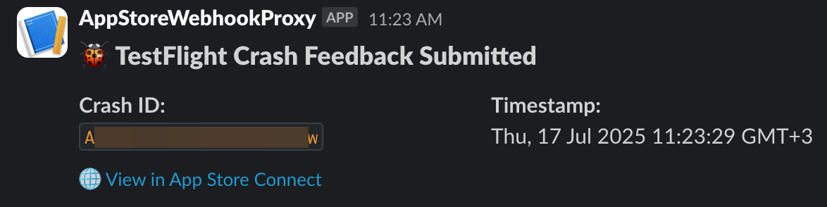 Slack TestFlight Crash Notification