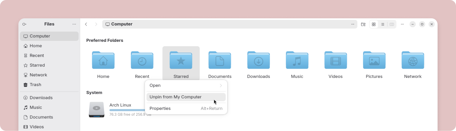 Preferred Folders