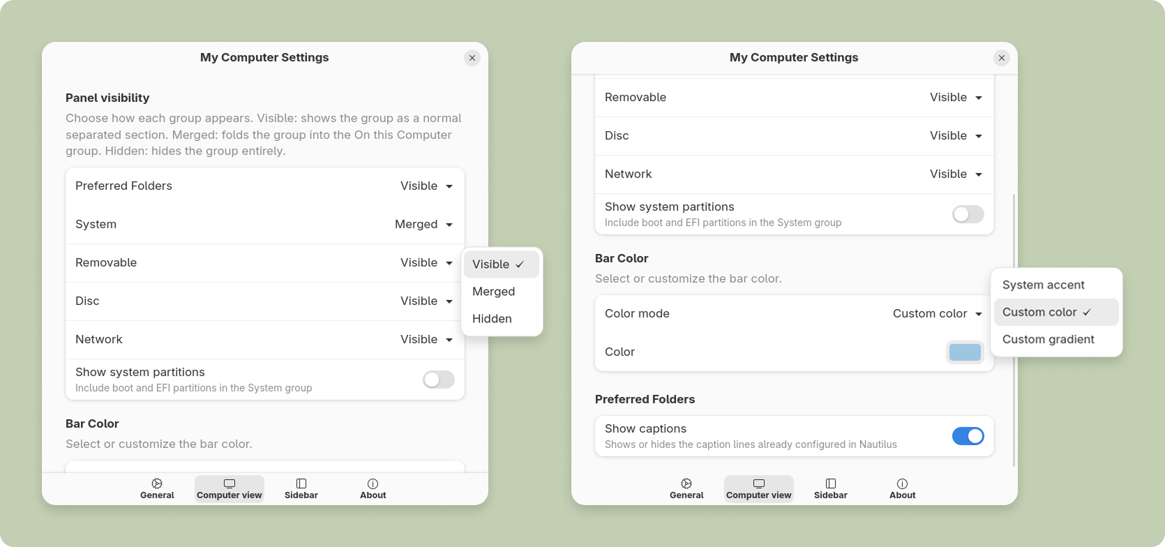 Settings Page