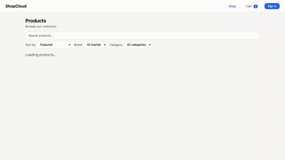 ShopCloud E-Commerce Platform demo