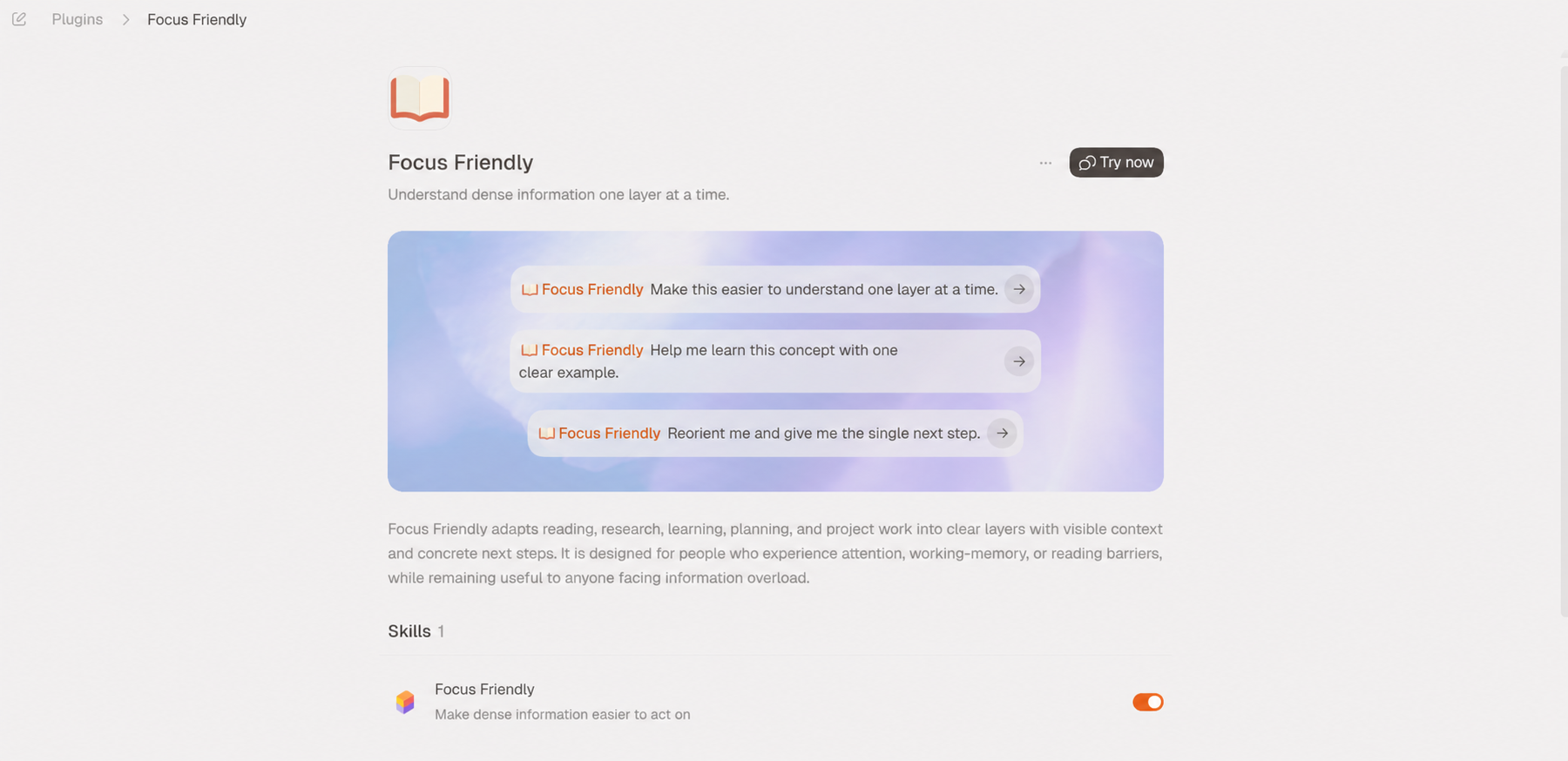 Focus Friendly plugin page