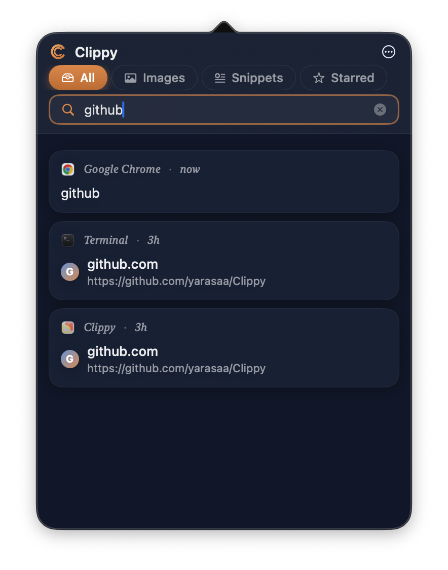 Live search filtering