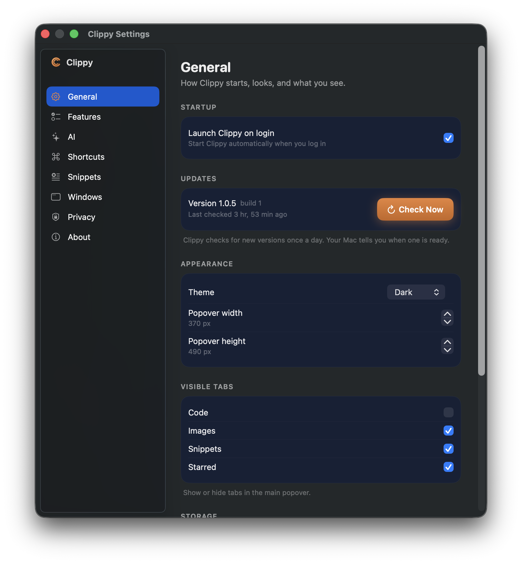 Settings → General
