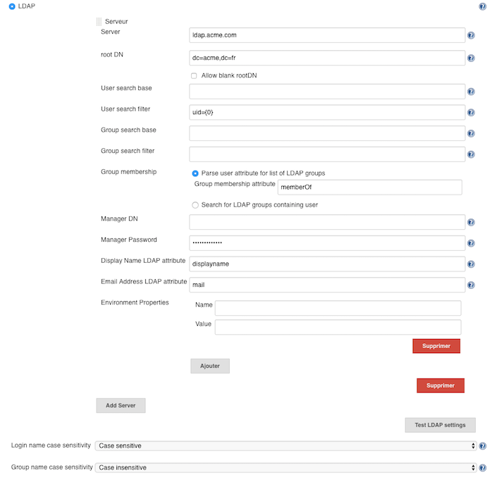 configuration form