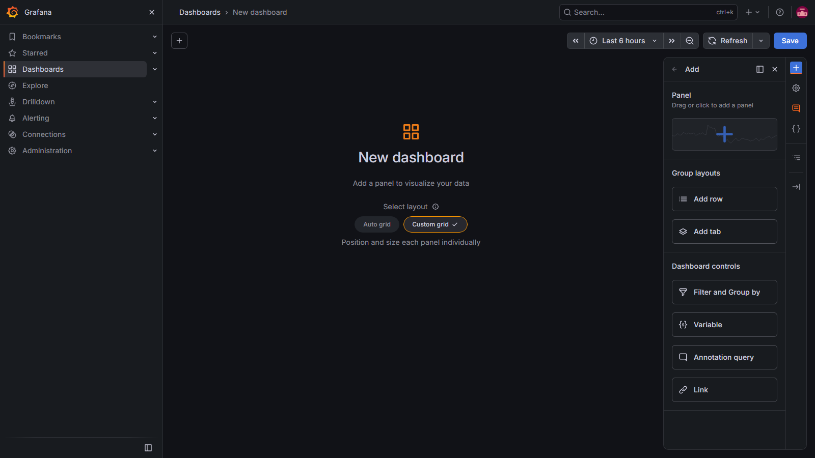 Empty dashboard