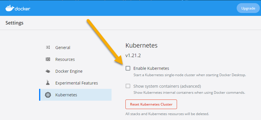 Enabling Kubernetes in Docker Desktop