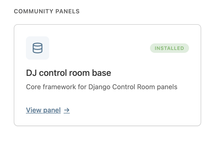DJ Control Room Base panel card in the Control Room hub