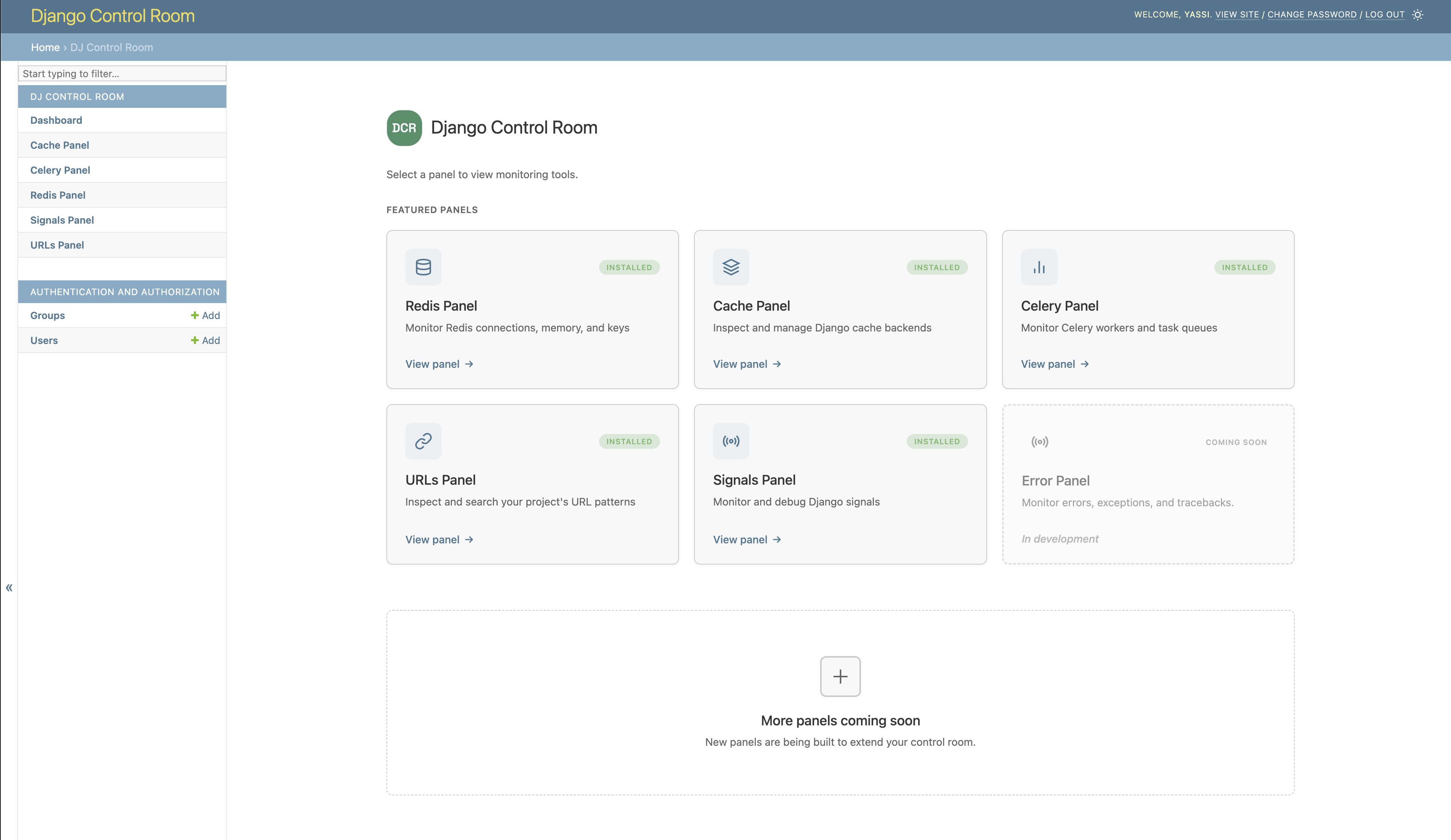 Django Control Room Dashboard