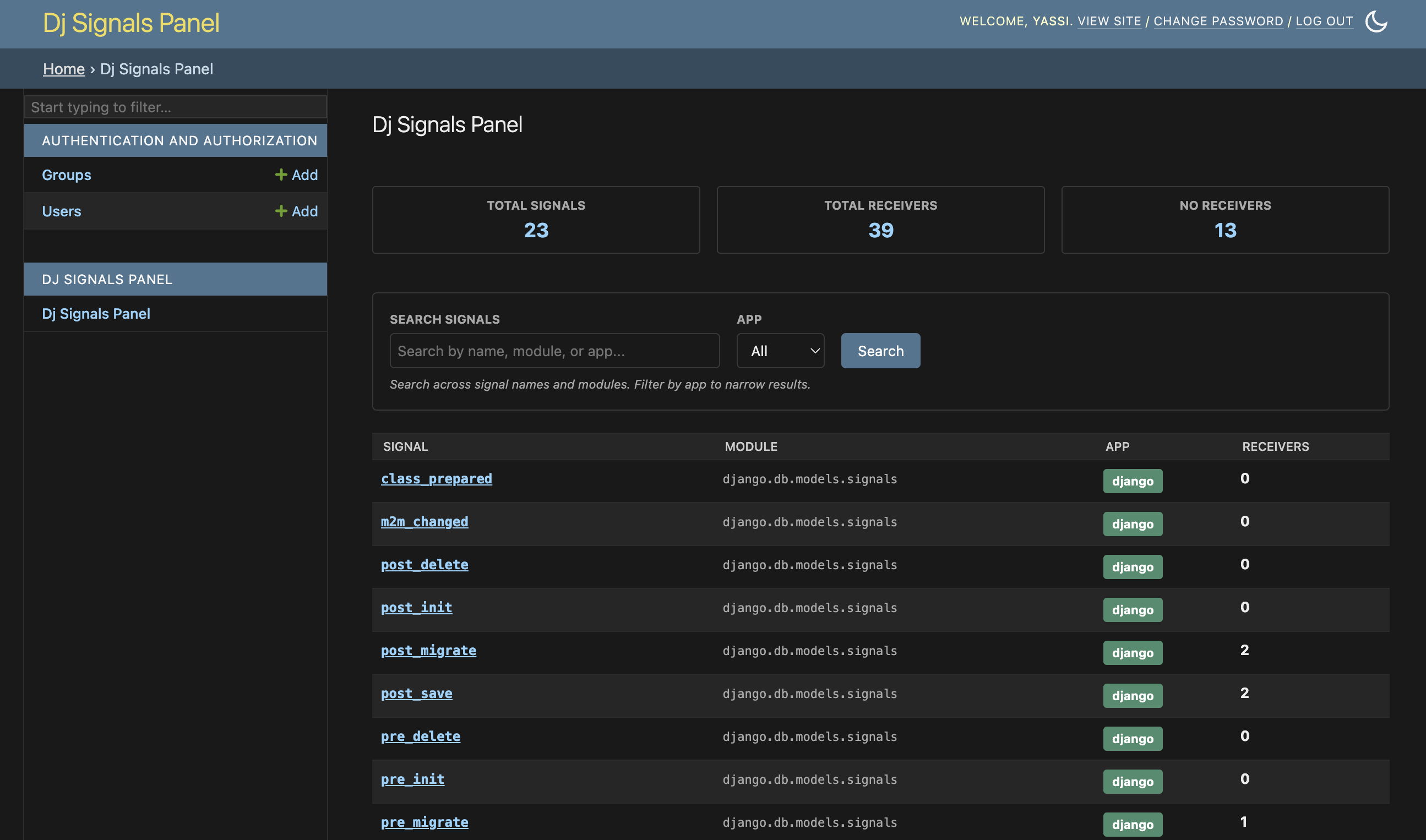 Signal List – dark