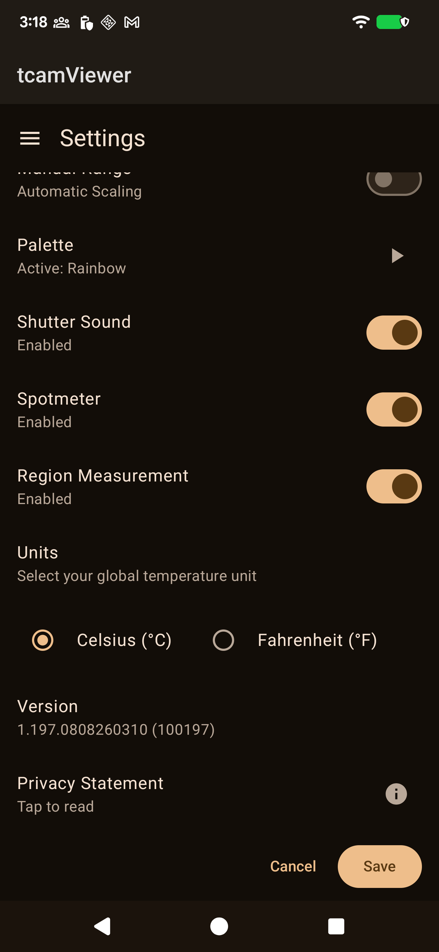 Region Measurement toggle