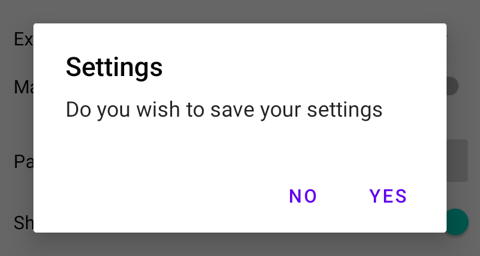 Settings Screen save pop-up