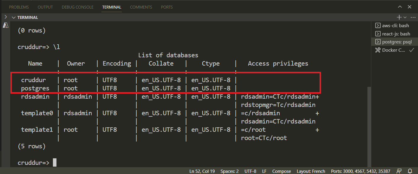 Listing RDS DB