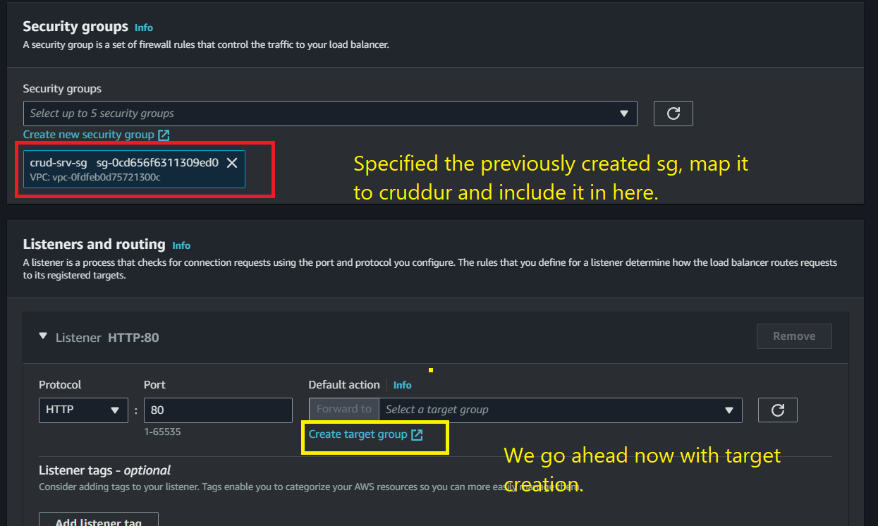 Load Balancer Setup Target Group