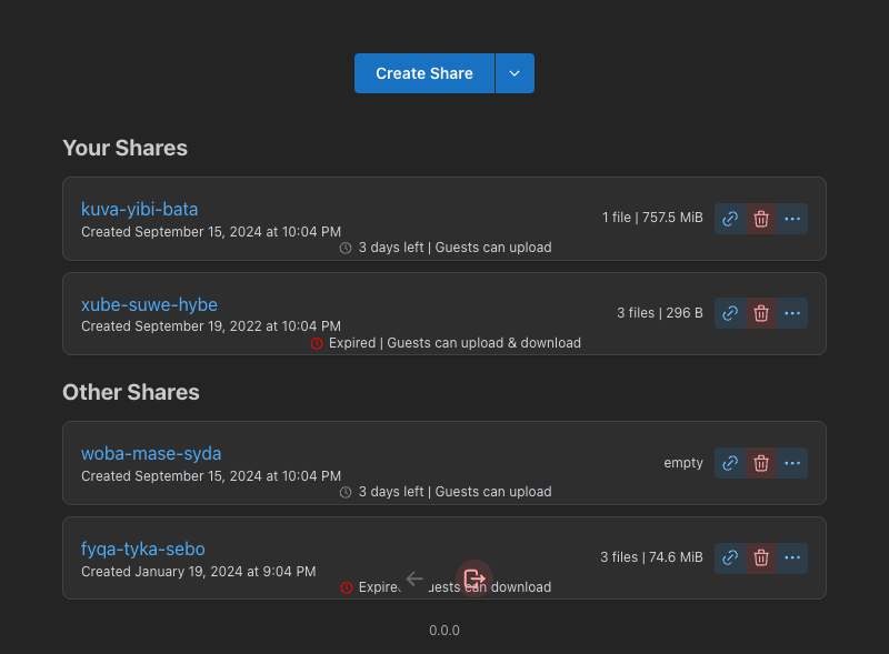Shares list